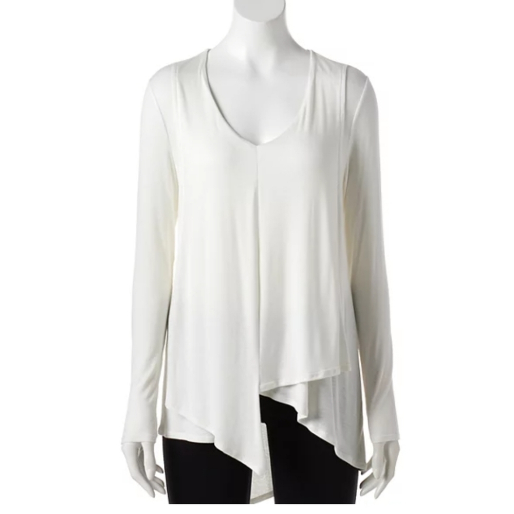 Women's Jennifer Lopez Draped Asymmetrical Top Size Medium